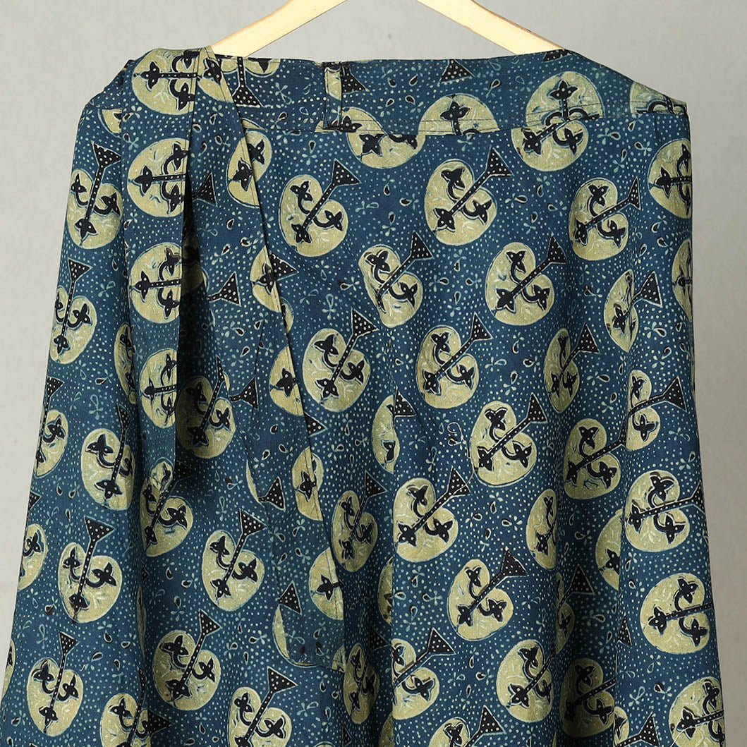 Blue - Block Print Cotton Wrap Around Ajrakh Skirt 15