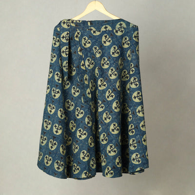 Blue - Block Print Cotton Wrap Around Ajrakh Skirt 15
