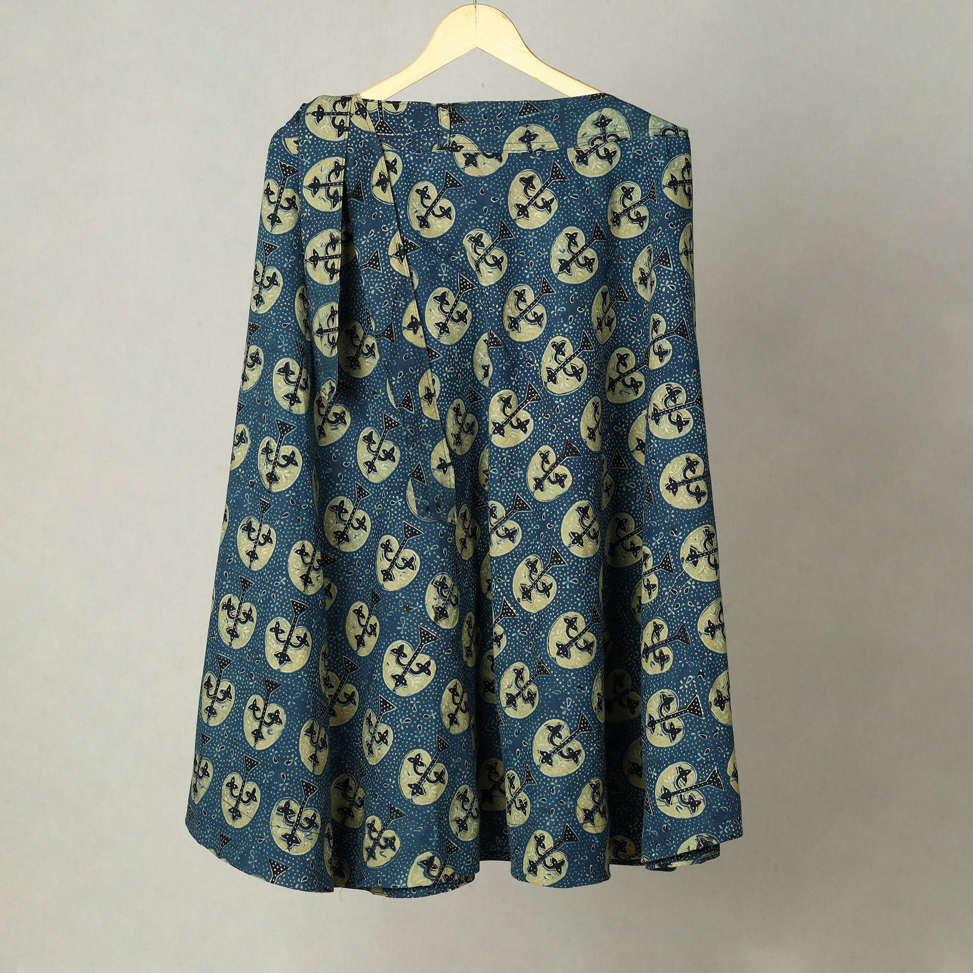 Blue - Block Print Cotton Wrap Around Ajrakh Skirt 15