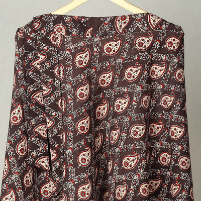 Brown - Block Print Cotton Wrap Around Ajrakh Skirt 17