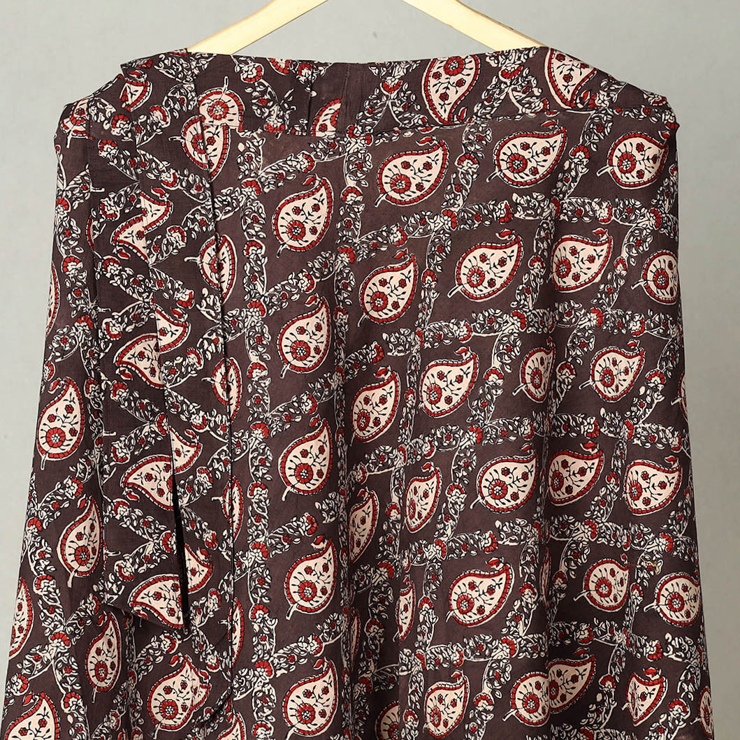 Brown - Block Print Cotton Wrap Around Ajrakh Skirt 17