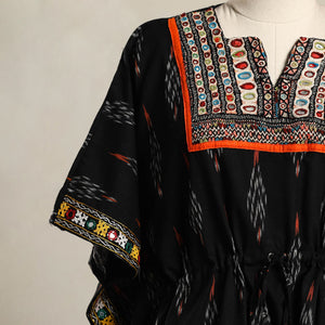 Black - Ikat Cotton Kaftan with Desert Thread Embroidery (Short) 56