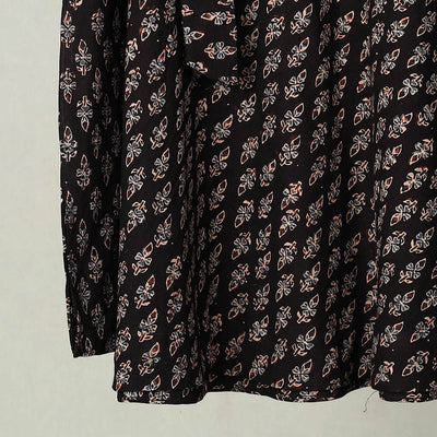 Black - Block Print Cotton Wrap Around Ajrakh Skirt 21