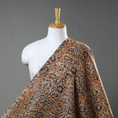 Brown - Natural Dyed Block Print Cotton Kalamkari Fabric 15