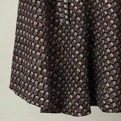 Black - Block Print Cotton Wrap Around Ajrakh Skirt 24