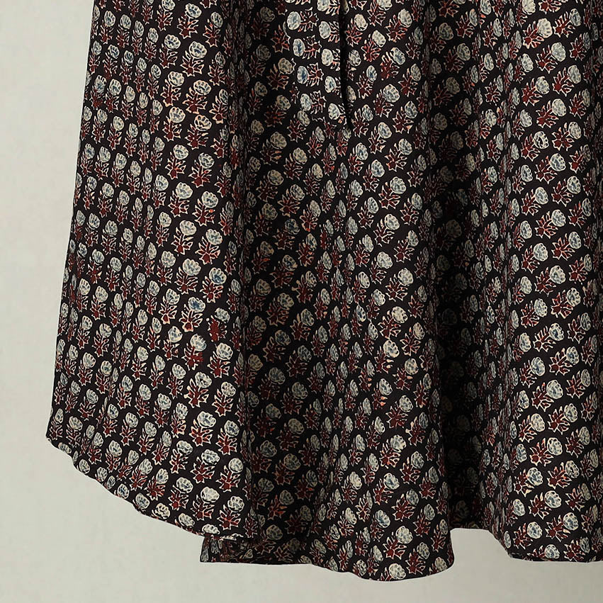 Black - Block Print Cotton Wrap Around Ajrakh Skirt 24
