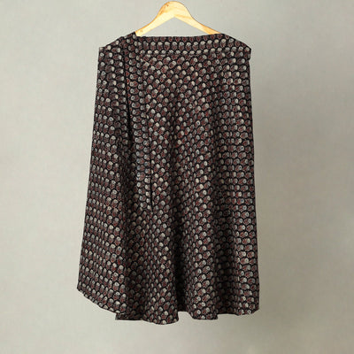 Black - Block Print Cotton Wrap Around Ajrakh Skirt 24