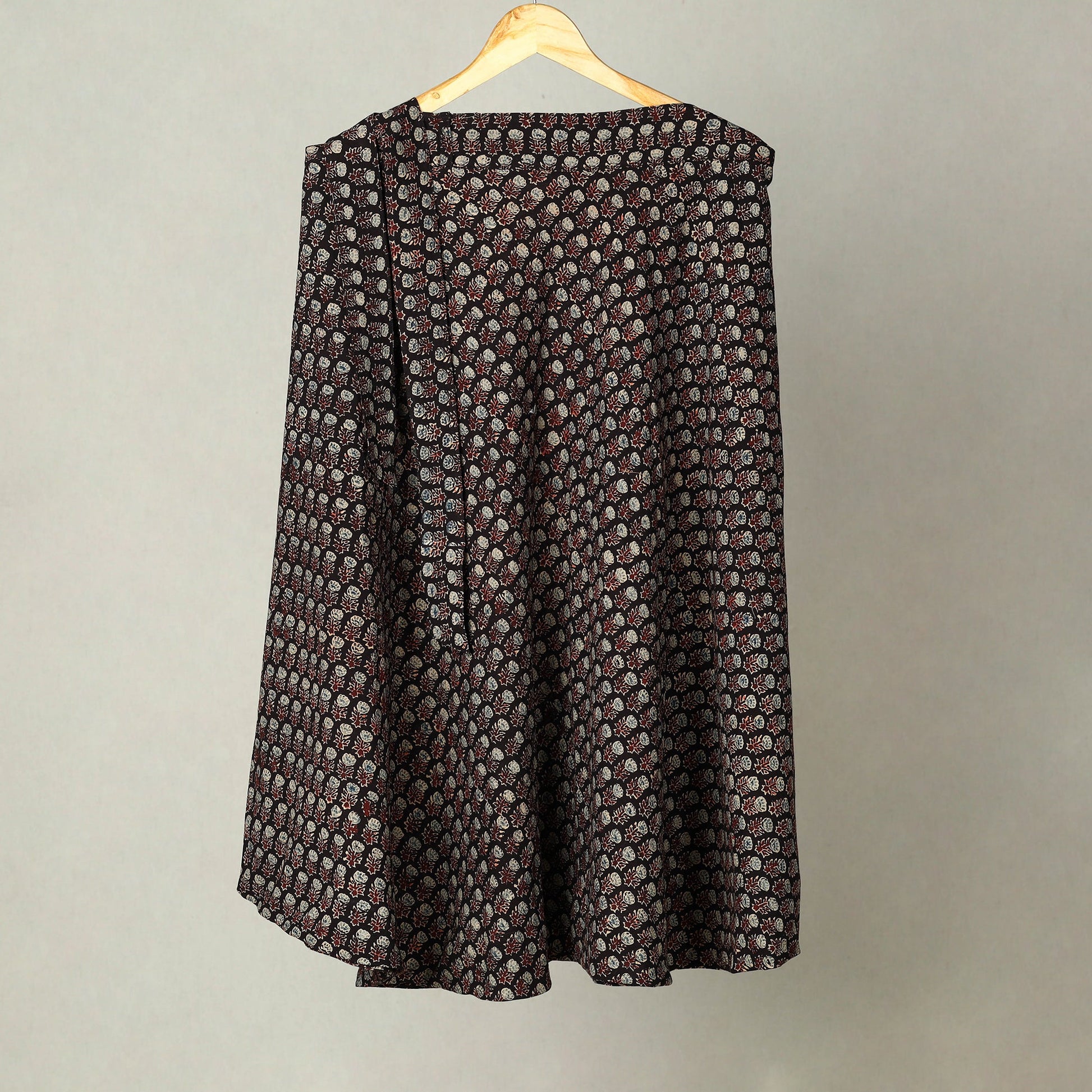 Black - Block Print Cotton Wrap Around Ajrakh Skirt 24