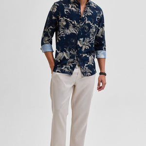 Navy Textured Floral Shirt
