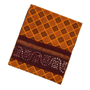 Mustard Sungudi Cotton Saree With Square Motifs