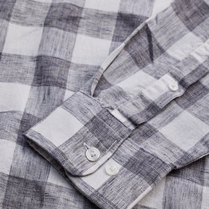 Grey Checks Linen Blend Shirt