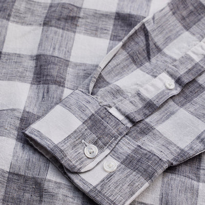 Grey Checks Linen Blend Shirt