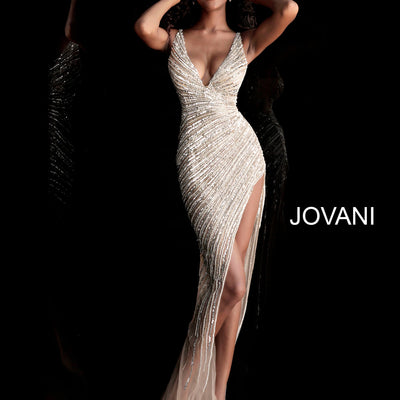Sequin Fitted Sleeveless Slit Gown by Jovani 63405