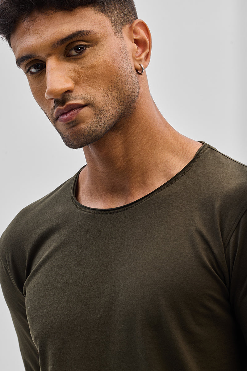 Olive Stretch Full Sleeve T-Shirt