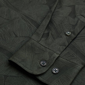 Dark Green Slim Fit Self-Design Shirt