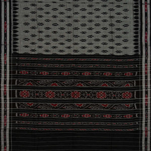 Grey Handloom Orissa Cotton Saree With Black Border