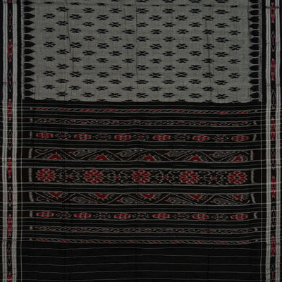Grey Handloom Orissa Cotton Saree With Black Border