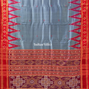 Sky Blue Khandua Silk Saree with Anchal & Border Pasapali Theme