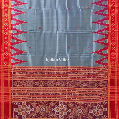Sky Blue Khandua Silk Saree with Anchal & Border Pasapali Theme