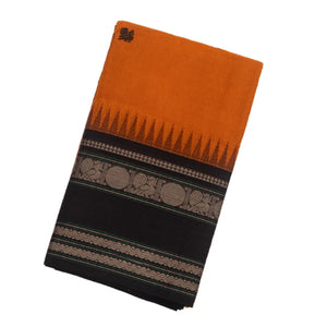 Mustard Handloom Korvai Kanchi Cotton Saree With Annam Buttas