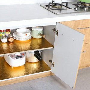 Kitchen Sheets for Shelves Waterproof Cupboard mats roll for Wardrobe Anti Slip mat for Kitchen Cabinet Shelf Liners Sheet roll Anti Slip mats for Floor Platform Fridge (Golden foil Paper)