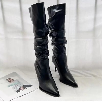 Cassia Stacked Premium Leather Boots