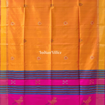 Mustard Orange Rani Handwoven Bishnupuri Silk Saree