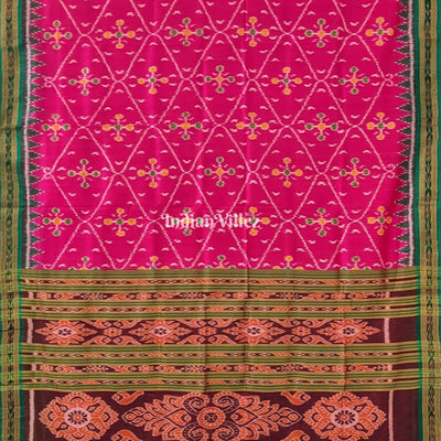 Rani Color Odisha Ikat Khandua Silk Saree