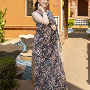 Ahalya Handblock Chanderi Saree