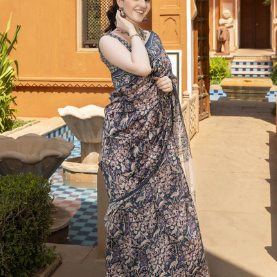 Ahalya Handblock Chanderi Saree