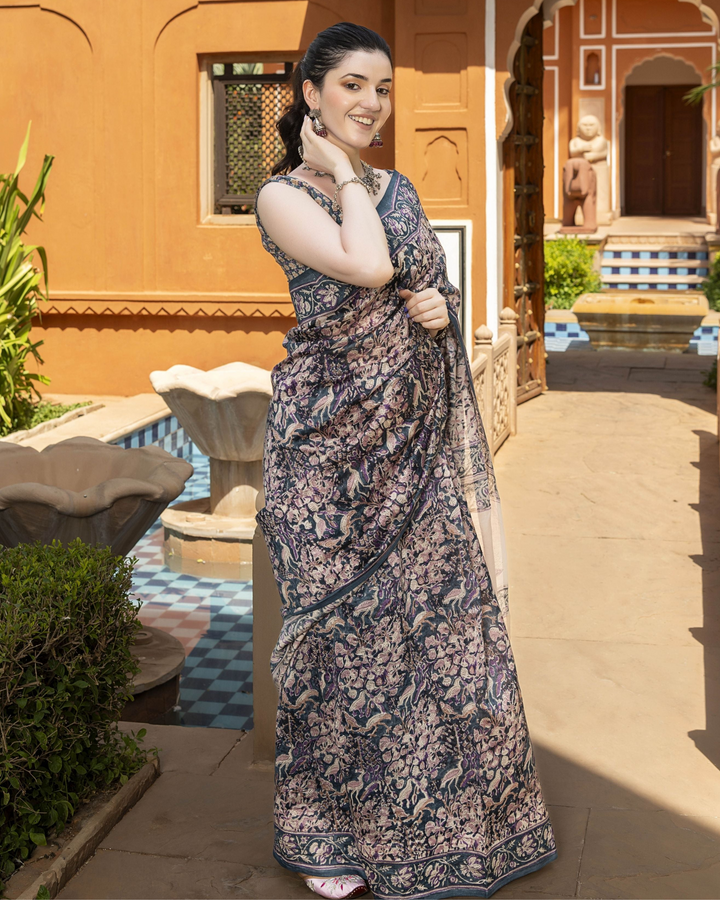 Ahalya Handblock Chanderi Saree