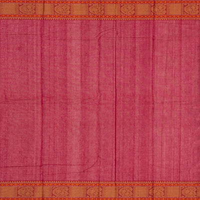 Pink Handloom Kanchi Cotton Saree With Mango Buttas