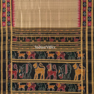 Camel Color Border Pasapali Khandua Silk Saree