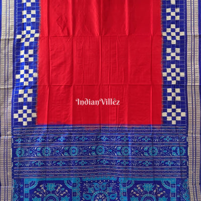Red Pasapali Theme Sambalpuri Silk Saree