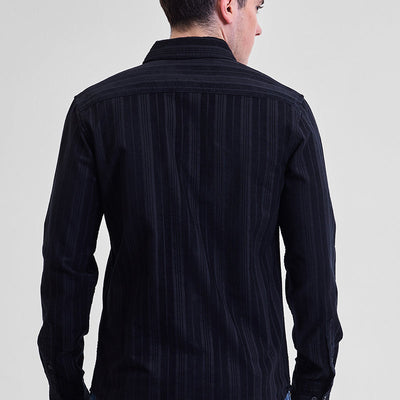 Black Corduroy Slim Fit Shirt