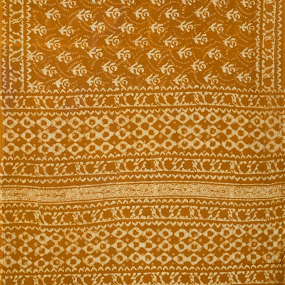 Oil Mustard Woven Jaipur Cotton Saree Printed With Floral  Motifs
