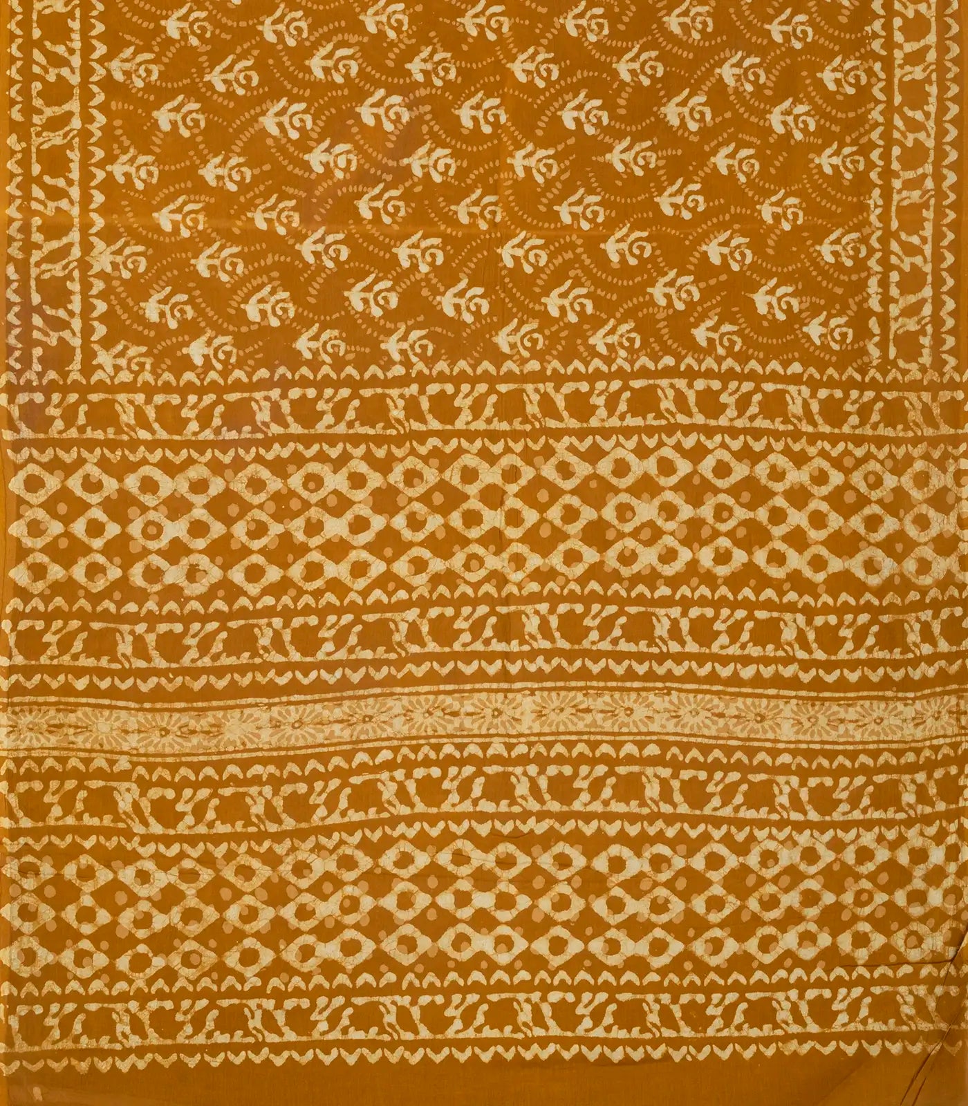 Oil Mustard Woven Jaipur Cotton Saree Printed With Floral  Motifs