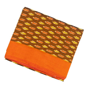 Olive Green Handwoven Orissa Cotton Saree With Tie & Dye Floral Motifs