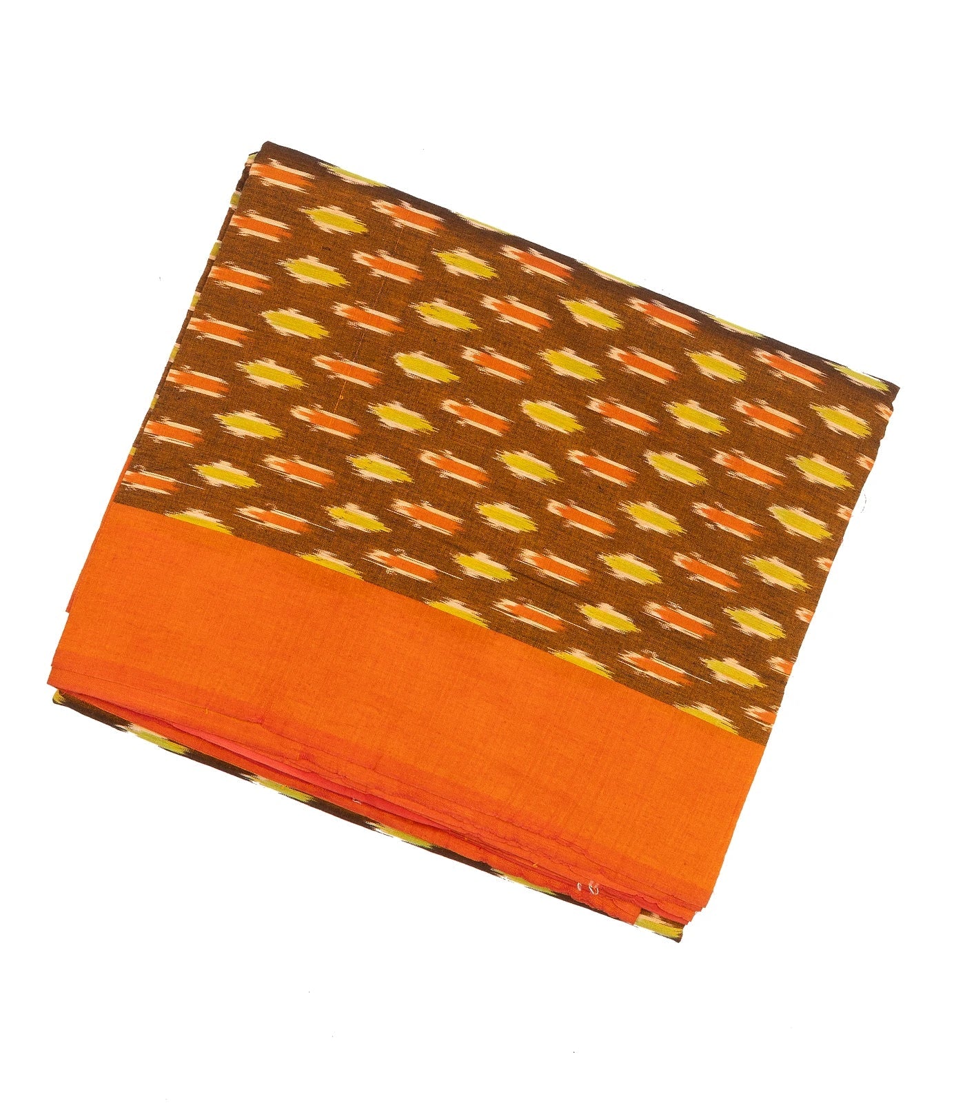 Olive Green Handwoven Orissa Cotton Saree With Tie & Dye Floral Motifs