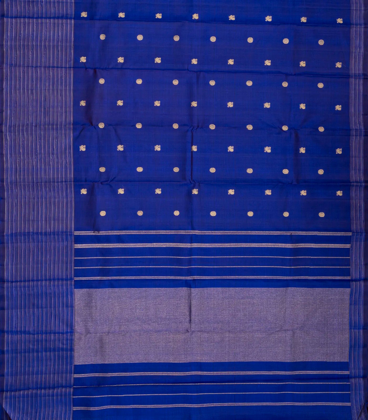 Blue Handloom Kanchipuram Silk Saree With Annam Buttas