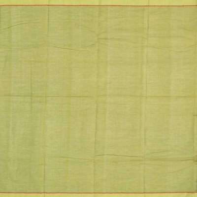 Olive Green Handloom Kanchi Cotton Saree With Coin Buttas