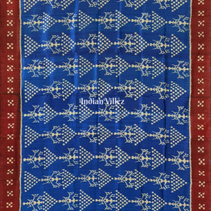 Blue Maroon Tribal Jhoti Contemporary Silk Saree