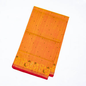 Orange Handloom Uppada Silk Saree With Droplet Zari Buttas