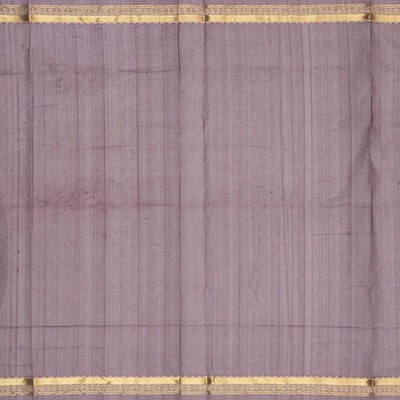 Dark Grey Handloom Silk Cotton Saree With Zari Checks