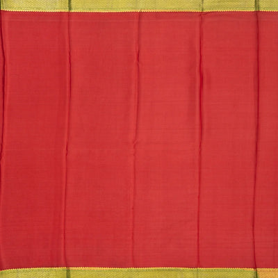 Blue & Crimson Mysore Crepe Half & Half Silk Saree With Floral Motifs