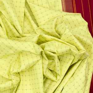Mint Green Handloom Kanchipuram Korvai Silk Saree With Broken Checks
