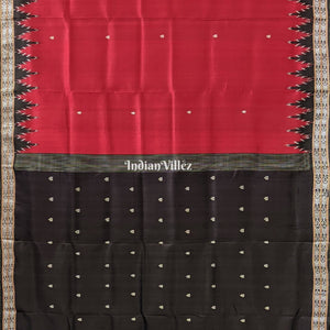 Marron Black Tortoise Motif Odisha Ikat Dongria Silk Saree