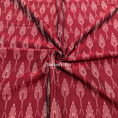 Maroon Handwoven Cotton Pochampally Ikat Fabric