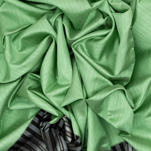 Pista Green Handloom Kora Silk Saree With Stripes & Black Border
