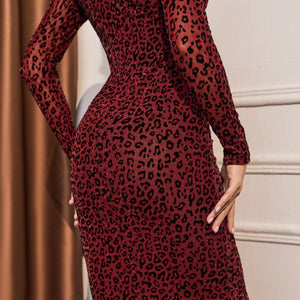 Cia Statement Glam Sequined Dress in Maroon